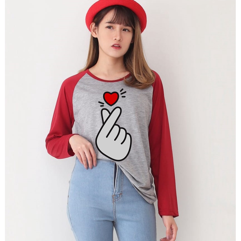 Kaos Raglan Gambar Saranghae | Lengan Panjang | Ukuran M - L - XL -XXL