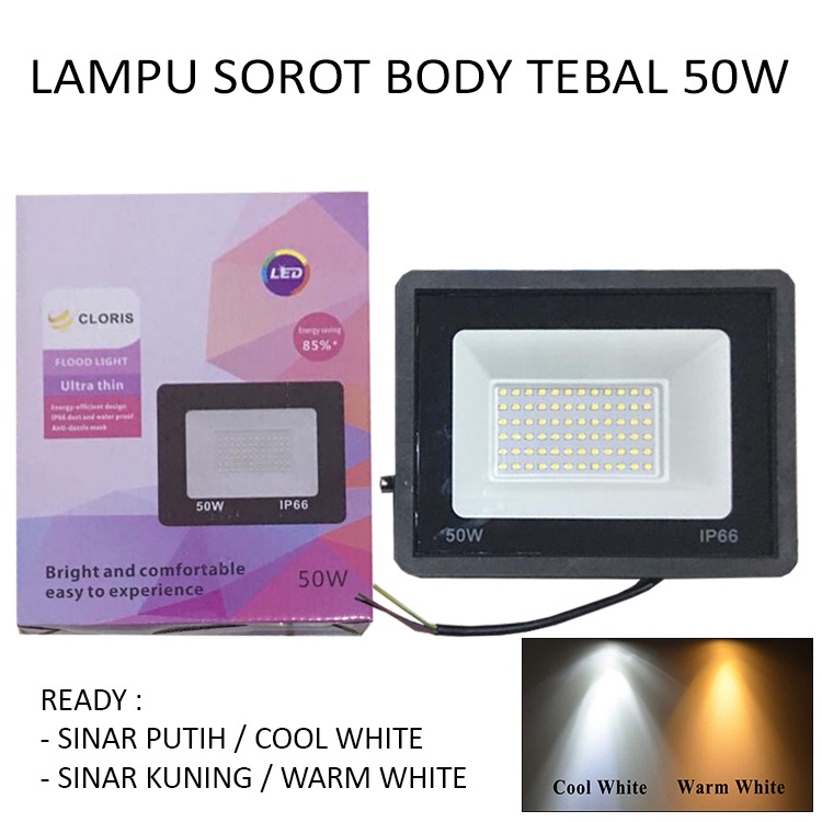 Lampu Sorot LED ANTI AIR 10 20 30 50 100 200 W Watt Putih Dan Kuning kotak tembak 220volt- OUTDOOR