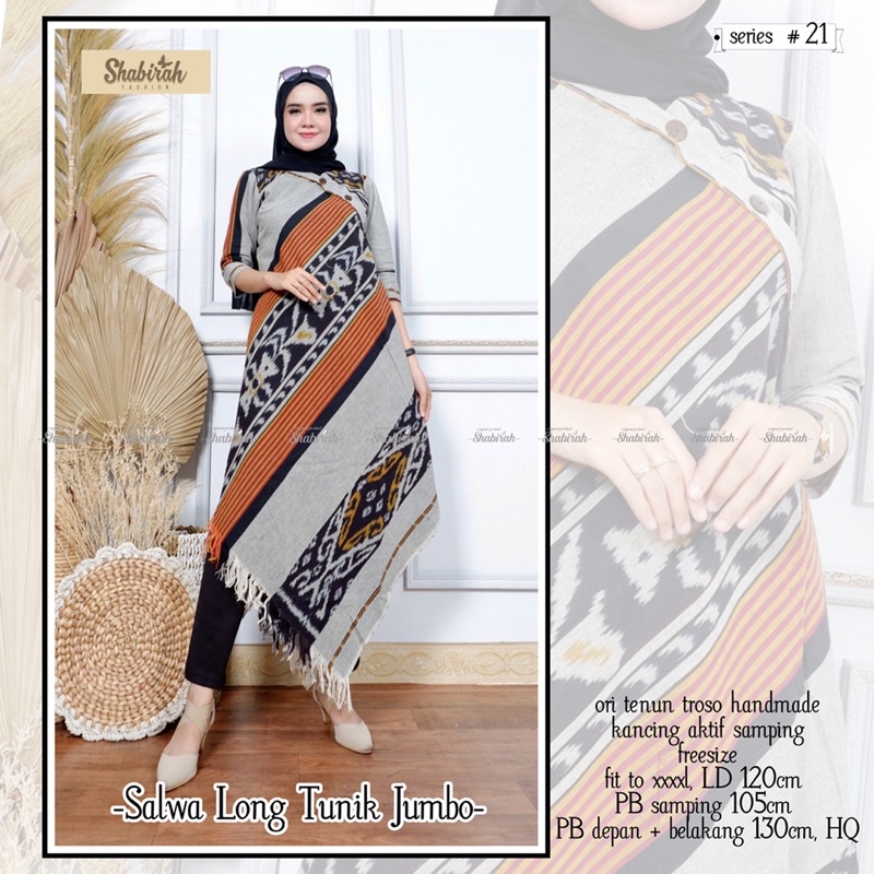 garansi termurah COD - salwa long tunik jumbo LD 120cm atasan dress tenun troso etnik kekinian