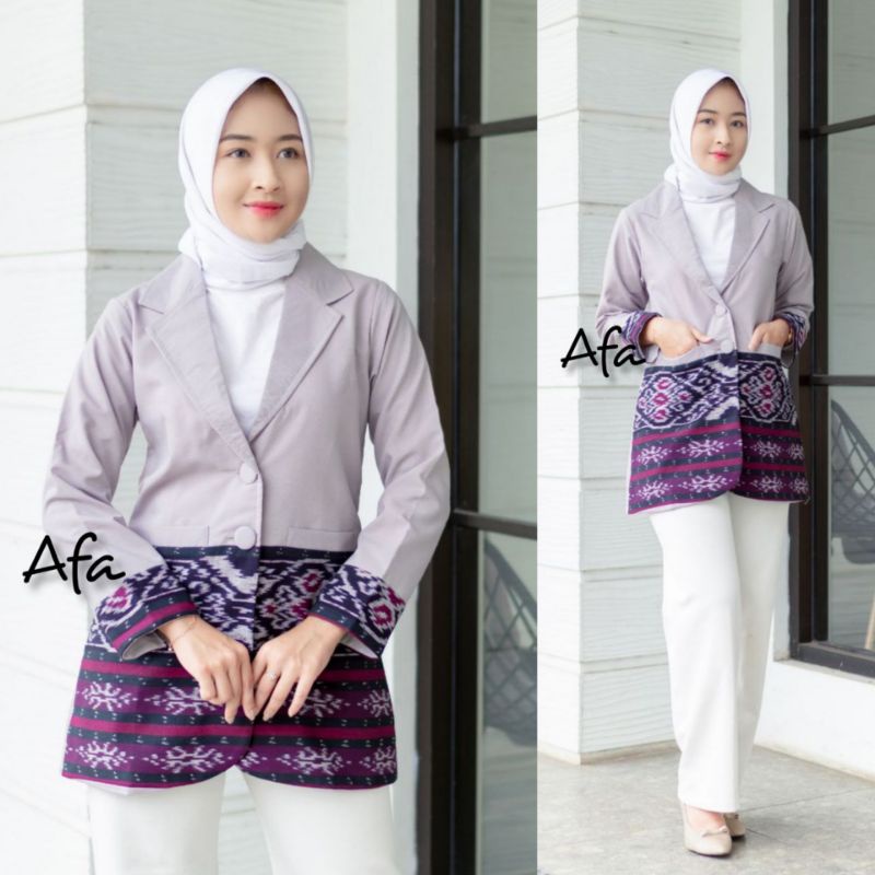 BLAZER TENUN PREMIUM FULL LAPIS TRIKOT / ATASAN WANITA / BLOUSE WANITA