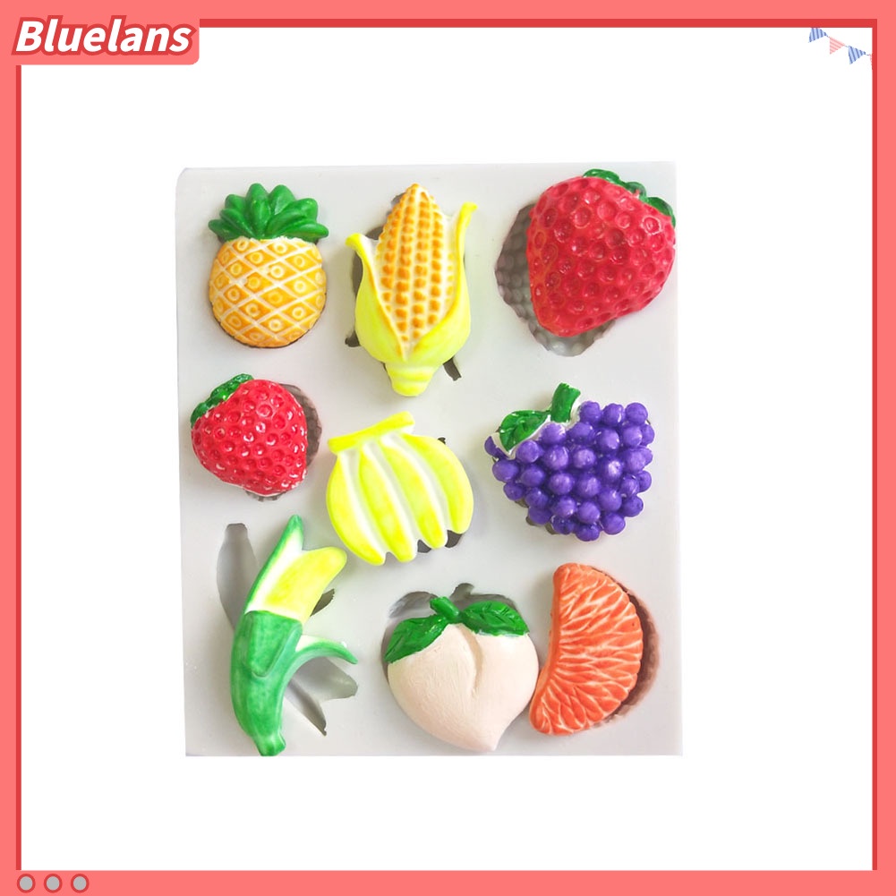 Bluelans Cetakan Kue Fondant Permen Gula Bahan Silikon Seri Buah Untuk Alat Dekorasi