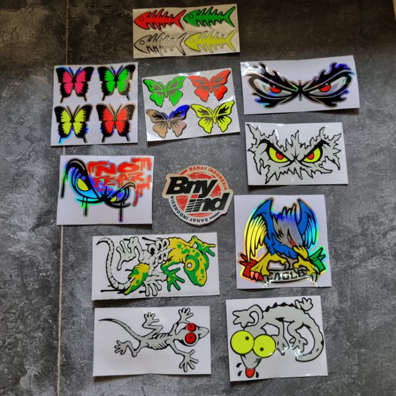 STICKER STIKER KUPU KUPU NO FEAR CICAK TOKE EAGLE CUTTING