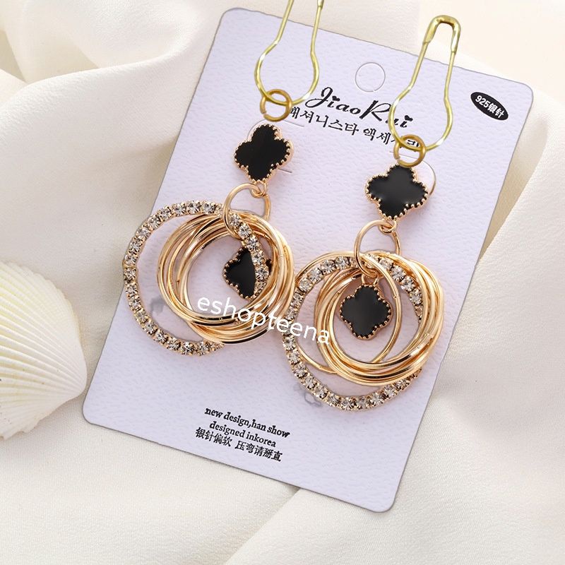 A143 Anting hijab susun bulat diamond gold