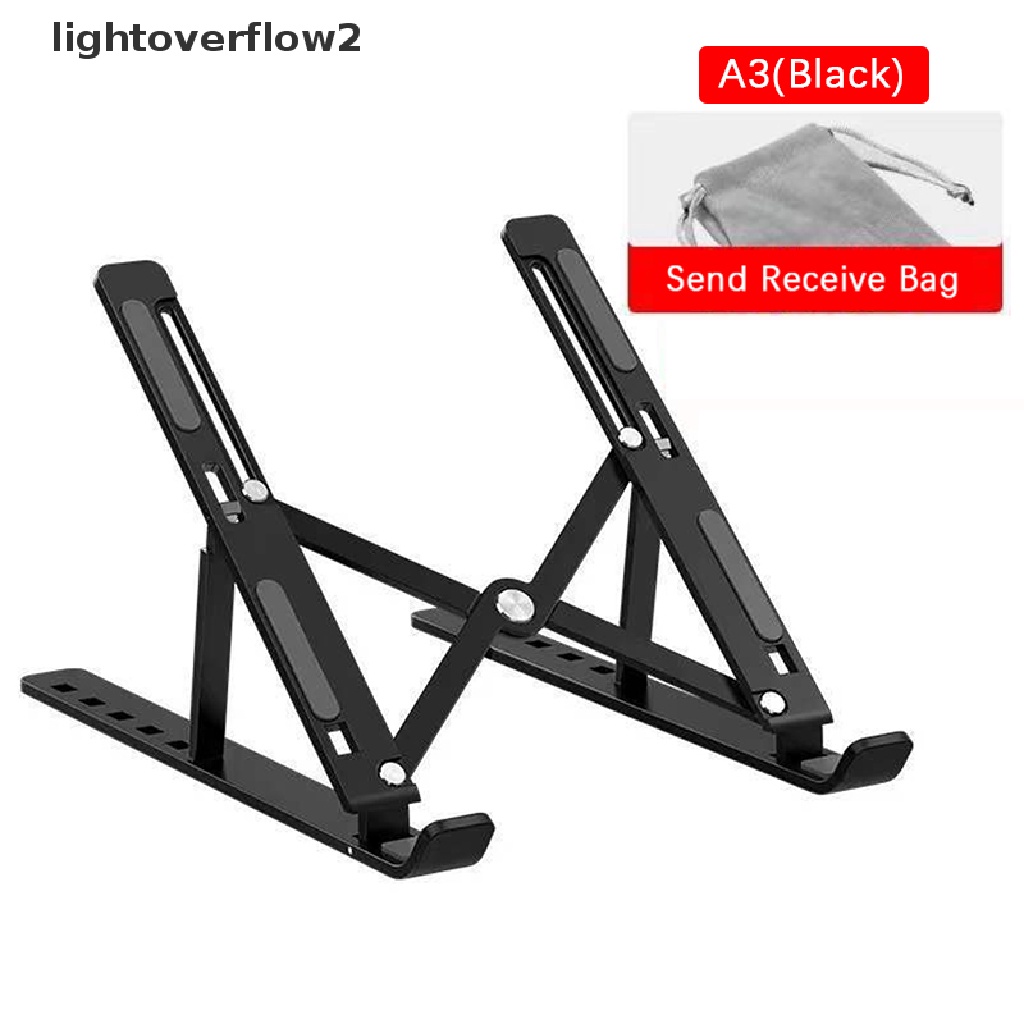 (lightoverflow2) Stand Holder Laptop / Notebook Bahan Aluminum Alloy Bisa Dilipat