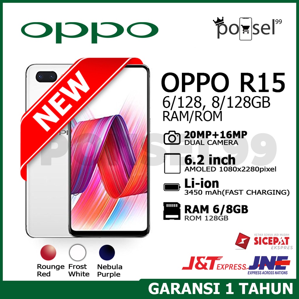 HP OPPO R15 RAM 6/128 8/128GB GARANSI 1TAHUN FULLSET NEW