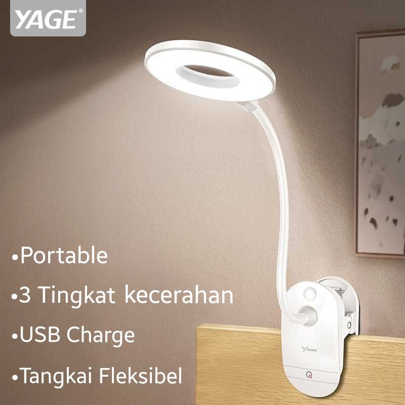 LAMPU LED BACA MEJA BELAJAR KAMAR TIDUR CLIP JEPIT PORTABLE USB CHARGE