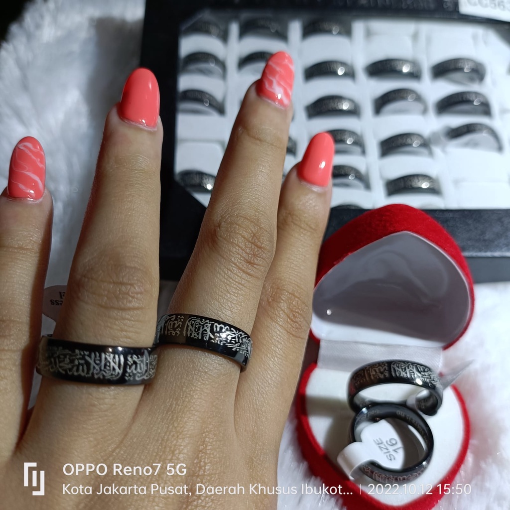 [Bayar di Tempat] Cincin Titanium Tauhid Untuk Pria Wanita free box cantik