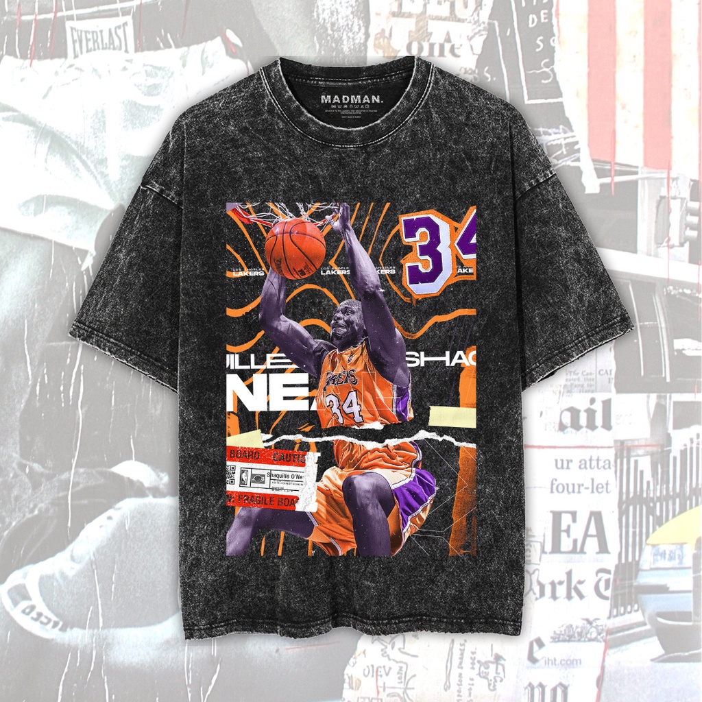 MADMAN Kaos Basket Lakers Premium Oversize Stone Wash T-Shirt | Stone Wash T-Shirt | Kaos Basket | O