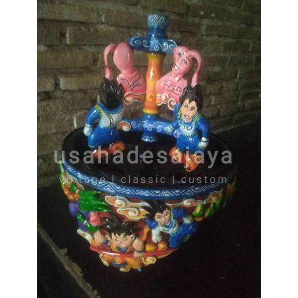 tebok dan pion ukir dragon ball kayu jati untuk sangkar lovebird