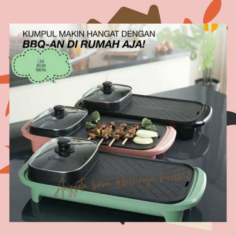 Pemanggang Elektrik Cypruz Bbq dan hot pot
