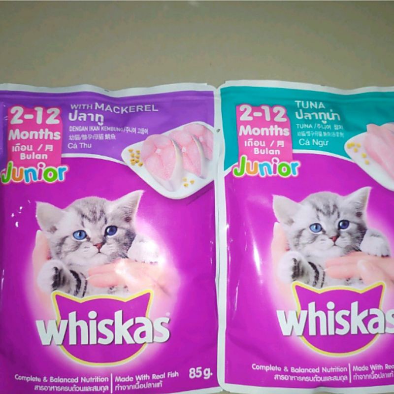 Whiskas saset junior 85gr 1 dus/24 pcs murah / wet food