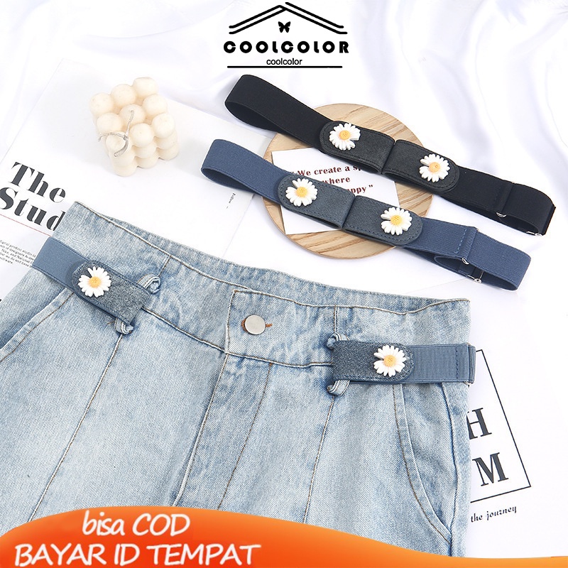 2022 INS✨ Ikat Pinggang Wanita Murah Belt Elastis Gesper Karet Klip Belt Bunga Daisy Gaya Korea Fashion Import ready stock