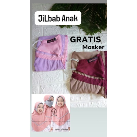 PALING MURAH Jilbab serut rimpel anak perempuan GRATIS masker brand apna cantik dan Adem