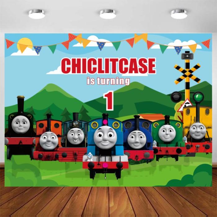 Backdrop Custom Backdrop Thomas The Train Birthday Ulang Tahun Banner
