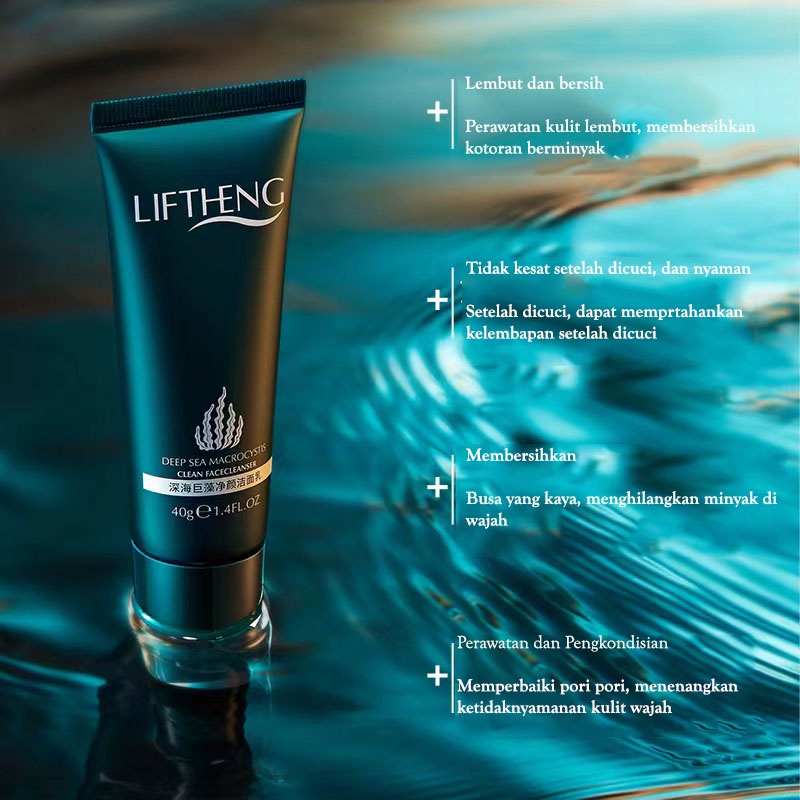 LIFTHENG DEEP SEAWEED EDITION Moisturizing Molecule Emulsion Cream Krim Pelembab wajah 40ML 100ML / LIFTHENG Deep seaweed Macrocystis Moisturizing Facial Wash Sabun Cuci muka Ekstrak Rumput laut 40 gram