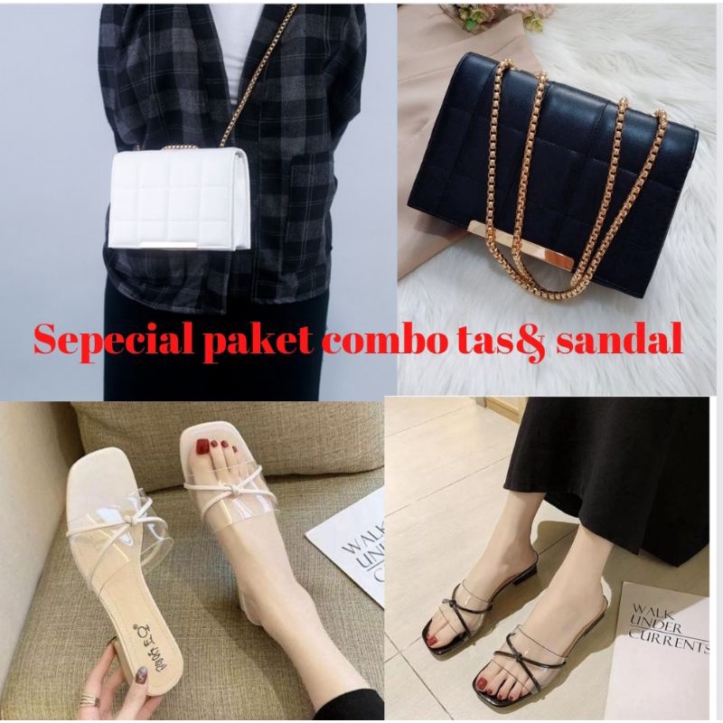 [[ free dus box]] paket Tas &amp; sendal wanita terbaru model kekinian murah