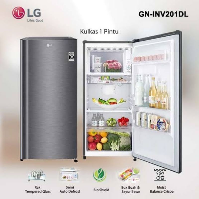 LG GN-INV201DLKulkas 1 Pintu - Smart Inverter Compressor