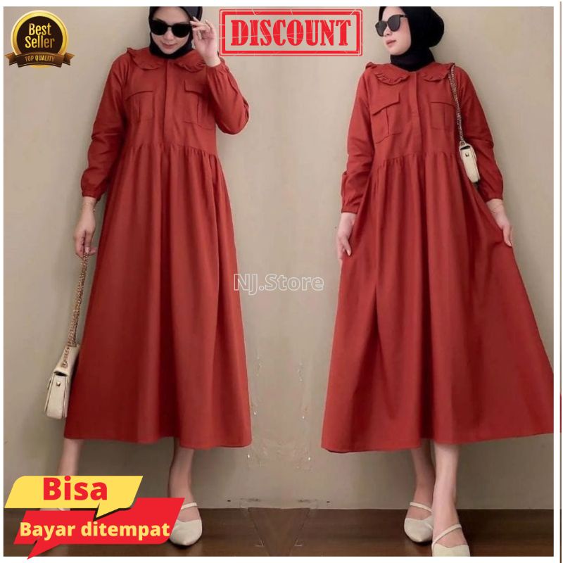 Midi Dress Katun Premium - Haspi Dress / Korea Style