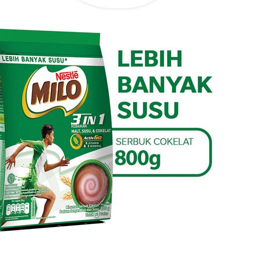 

limited Edition✔️MILO 3in1 ACTIV-GO Susu Coklat Pouch 800g|SQ5