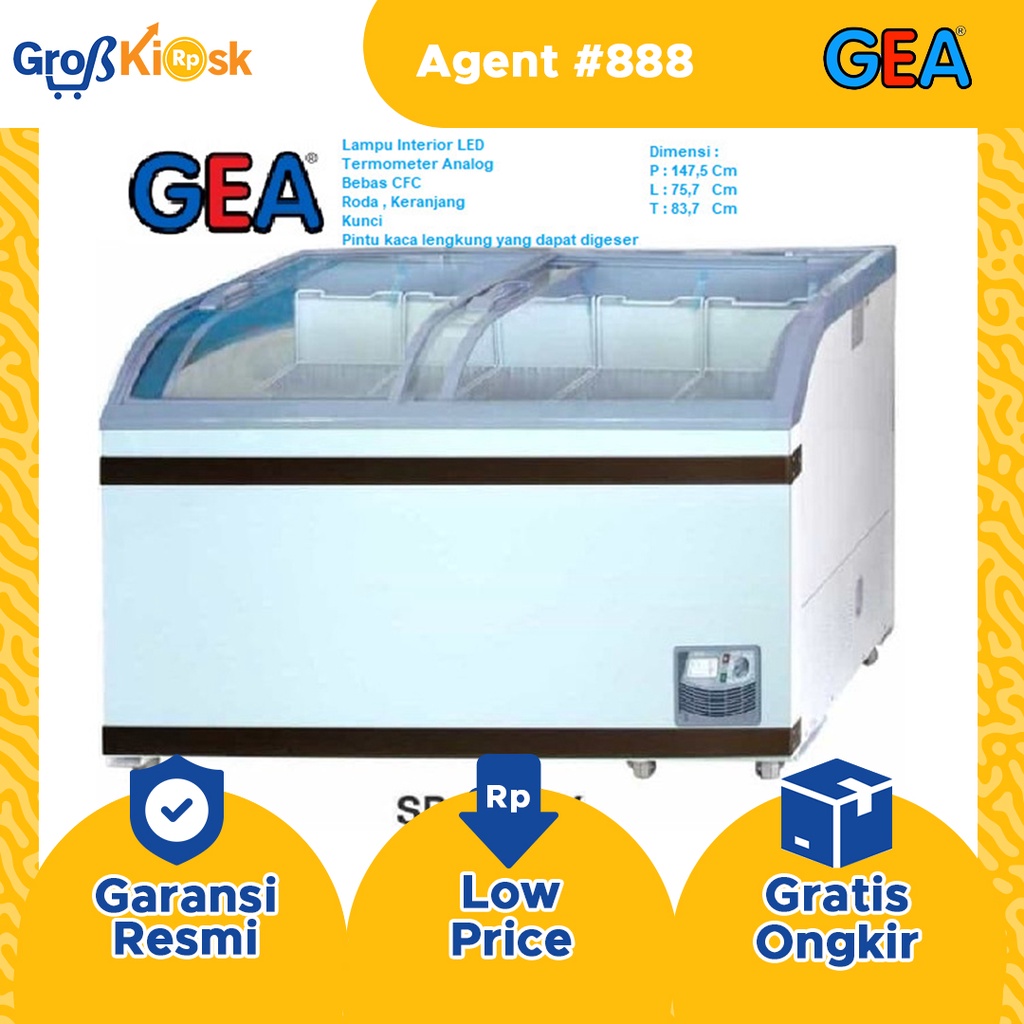 Chest Freezer GEA Sliding Curve Glass Freezer 500 L SD 500BY