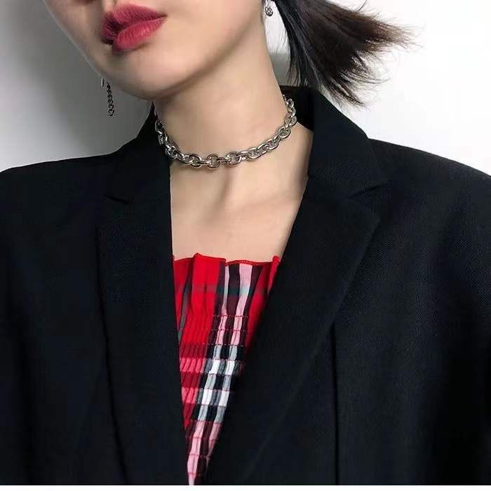 Kalung Rantai Klavikula Model Hollow Gaya Hip Hop Punk Untuk Pria Dan Wanita