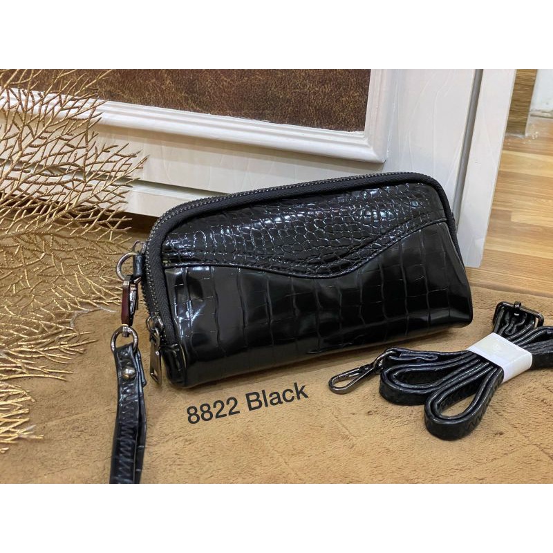 Tas Slempang Oval 2 Resleting 8822 Bahan Croco