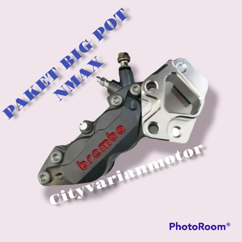 PAKET KALIPER NMAX BIG POT 4 PISTON PLUS BREKET KALIPER BIG POT DEPAN NMAX KALIPER BIG POT 4 PISTON NMAX PLUS BREKET DEPAN BIG POT NMAX