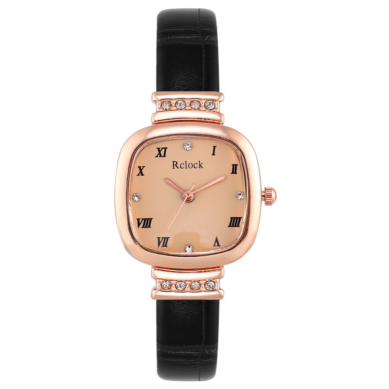 Jam Tangan Wanita A0187 Fashion Square Diamond Inlaid  Quartz Watches