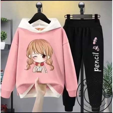 Baju Anak Korea Umur 7 8 9 10 11 12 Tahun TK Set Stelan Setelan Perempuan Cewek Wanita Murah Import 