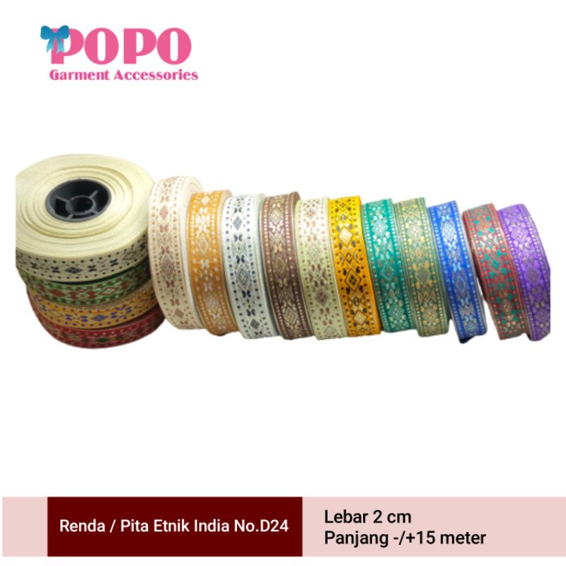 PITA/RENDA INDIA / ETNIK NO.D24 LEBAR 2 CM