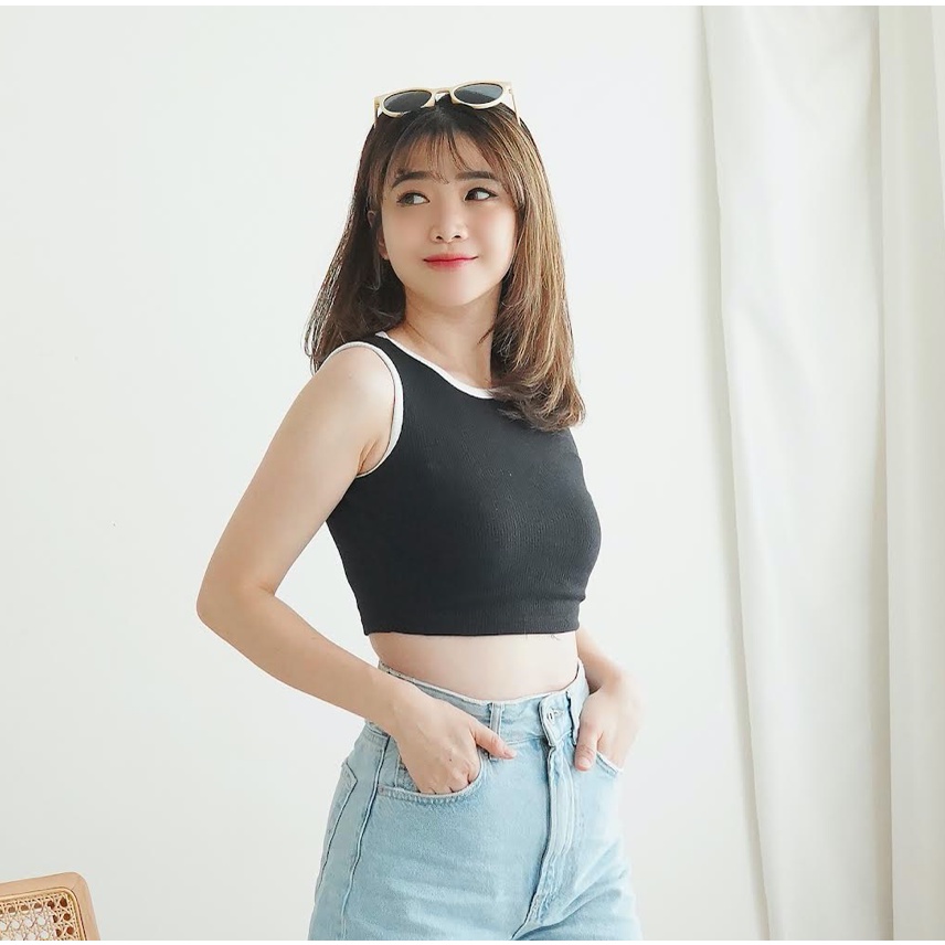 CAVALU Basic Knit Tank Top Kombinasi Korean Tanktop Crop Top Baju Atasan Wanita 121