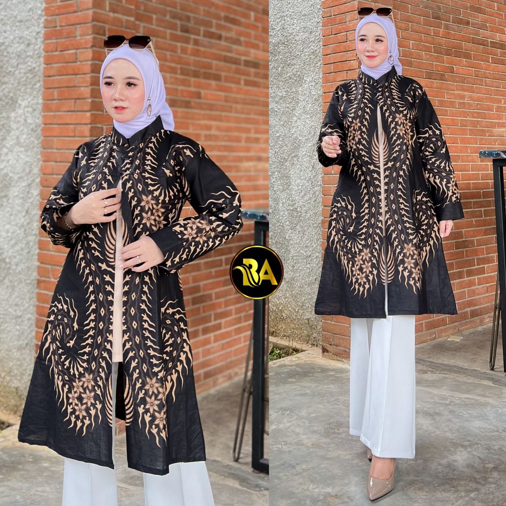 Batik Alina Bianca Tunik Baju Batik Wanita Modern Atasan Batik Kerja Wanita Blouse Batik Kantor Seragam M L XL XXL 3L