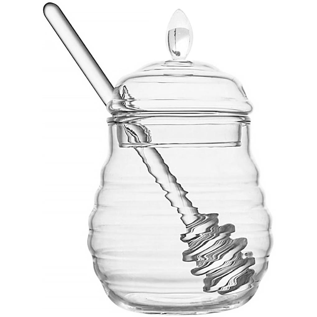 Toples Madu 245ML Bening PS Honey Storage Pot Dengan Tutup Gayung Wadah Sirup Dapur Set Perlengkapan Rumah