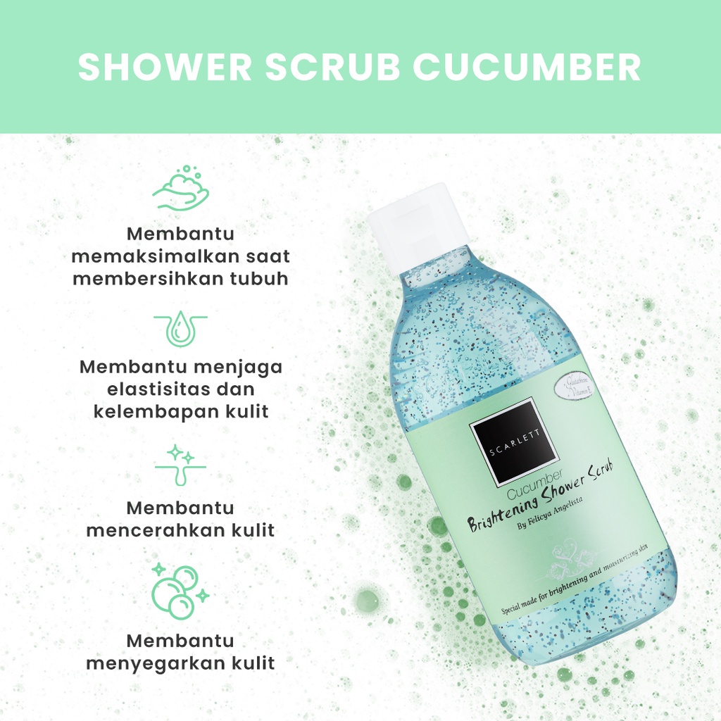 BISA COD Rumah Cantik Scarlett Whitening Shower Scrub Cucumber