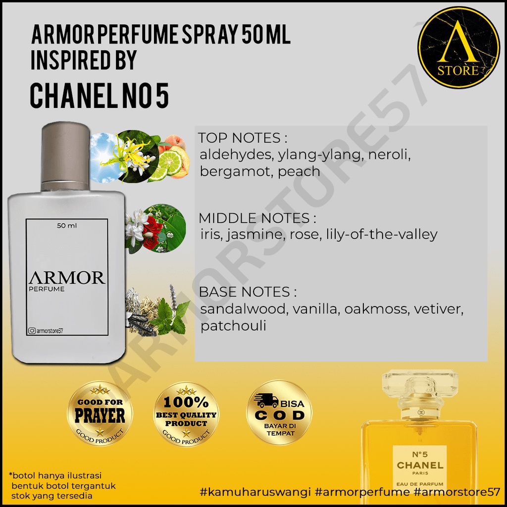 ARMOR PERFUME SPRAY 50 ML INSPIRED BY CHANEL NO 5 PARFUM WANITA VIRAL TIKTOK BISA COD BAYAR DI TEMPA