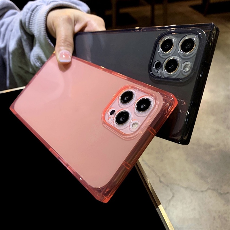 Soft Case Kotak Warna Permen Cover iPhone 13 12 11 Pro X XS Max XR 7 8 Plus