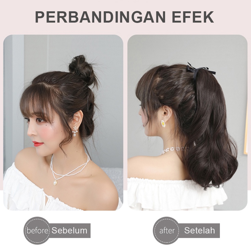 Hair Clip Pony Tail / Wig Ponytail Keriting / Ikat Rambut Palsu / Sambungan Rambut Palsu Kuncir Kuda - Wj