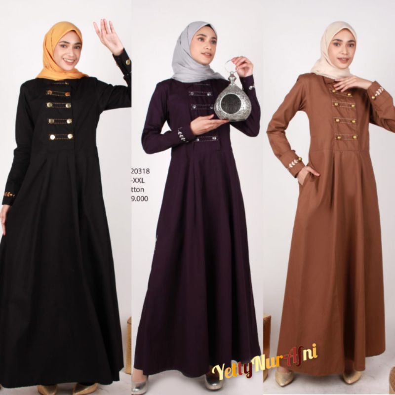 Terbaru Gamis Dewasa DANNIS A220318 Black - Brown - Dark Purple Free Masker