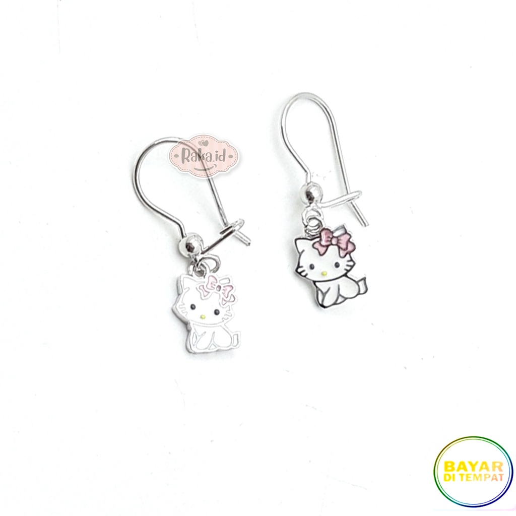 Anting Clip / Klip Desy Kitty Pita Pink Cat Mas Gold Perhiasan Aksesoris Wanita 733 NEW