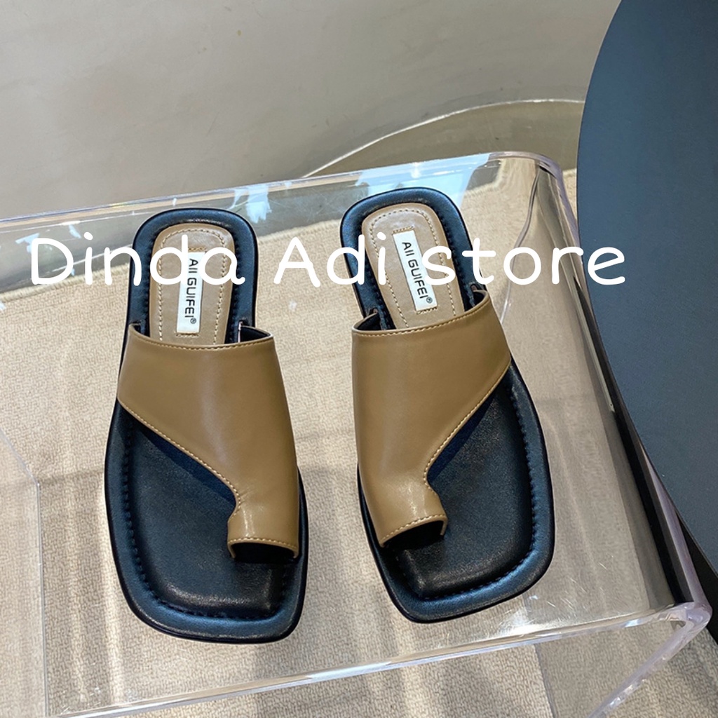 Dinda sandal wanita Temari model terbaru 2022 platform best seller warna hitam putih biru dan coklat ukuran 37-40