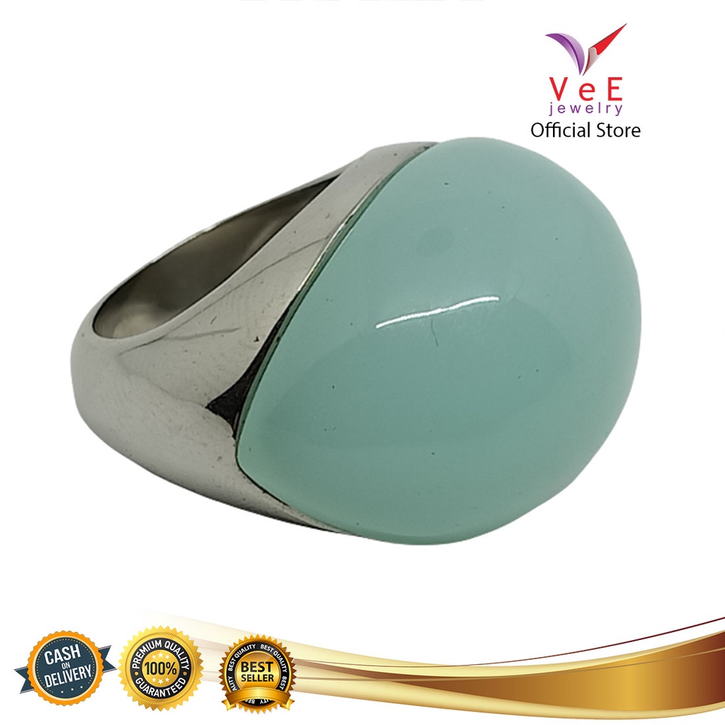 Cincin Titanium Batu Giok Asli Cina L1 Polos - VeE Cincin Wanita