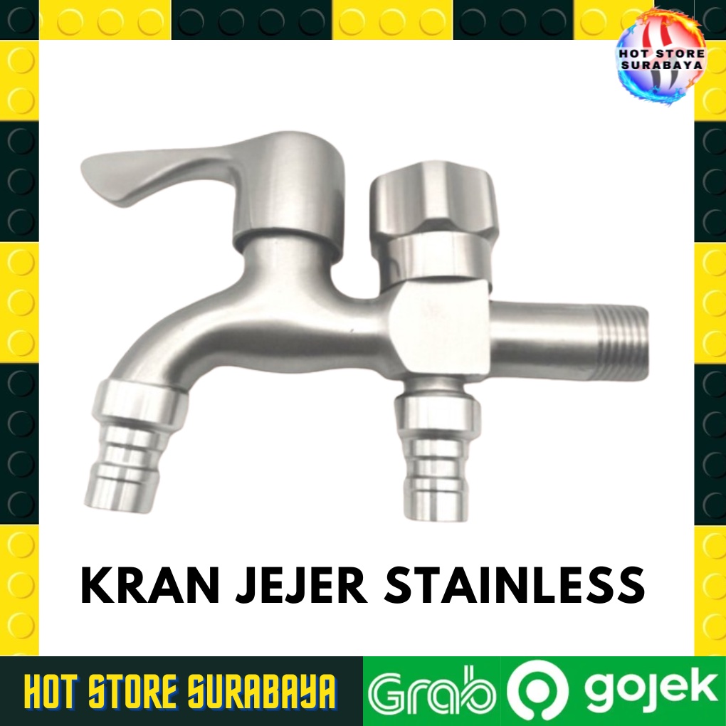 Kran Cabang Engkol Keran Shower Cabang 2 Kran Double Kamar Mandi 2 Way 2 Keran Tembok Wall Tap Mesin / Kran mesin cuci / kran taman / kran serbaguna BERKUALITAS