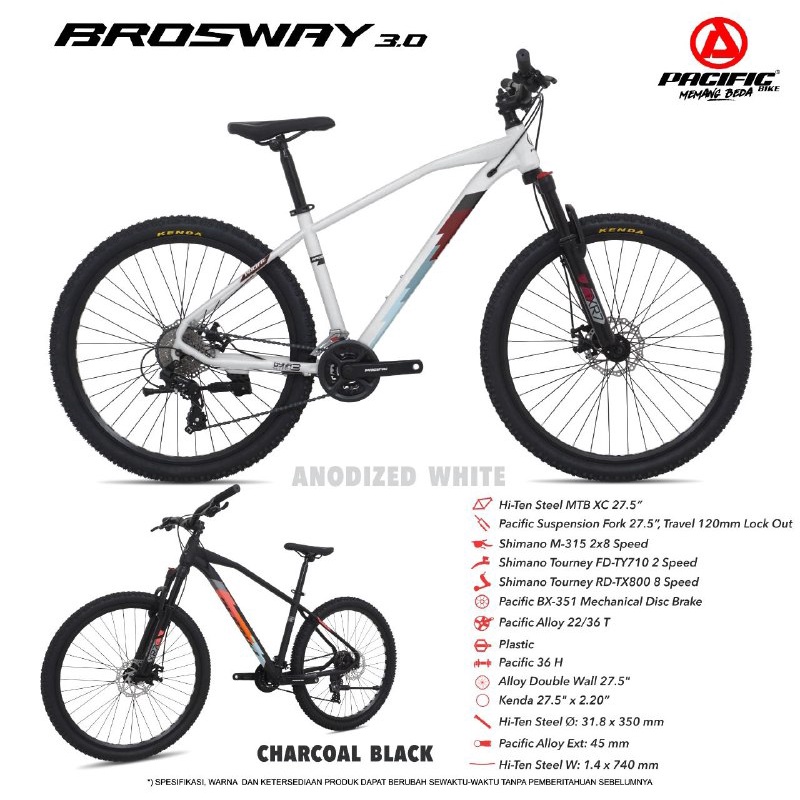 Sepeda Gunung MTB 27.5 Inch PACIFIC BROSWAY 3.0 2x8 Speed Rem Cakram