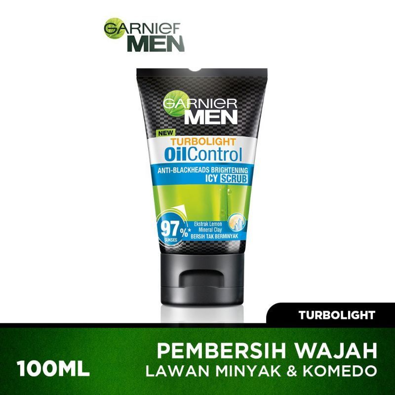 Garnier Men Turbo Light Oil Control Icy Scrub 100ml | Garnier Men Turbo Light Oil Control Icy Scrub 50ml