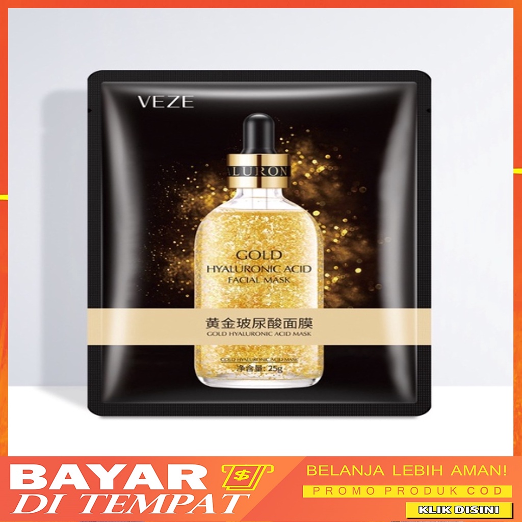 VEZE 24K Pure Gold Hyaluronic Acid Facial Mask Masker Wajah 24K Gold