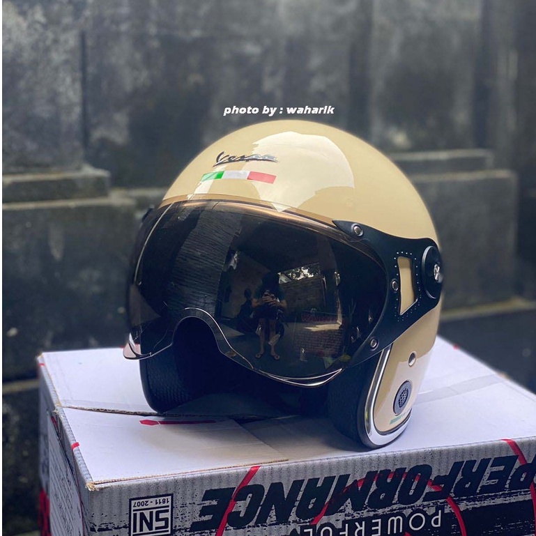 Jual helm vespa retro list chrome special edition | Shopee Indonesia