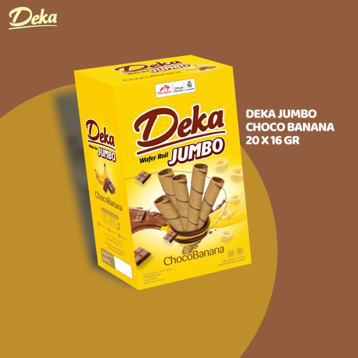 

DEKA WAFER ROLL JUMBO CHOCO BANANA 16 GR ISI 20 PCS