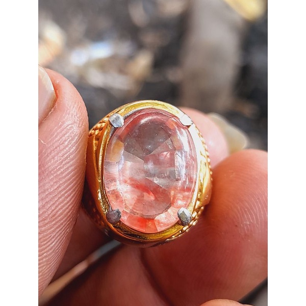 Batu Akik Kecubung Serat Merah Top Super