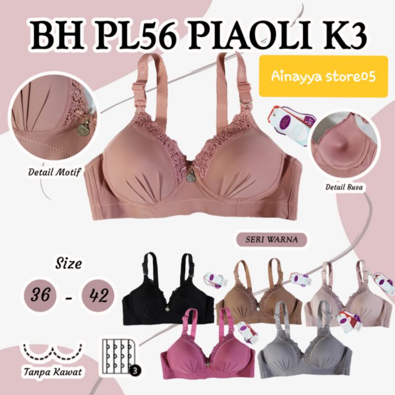 Bra Piaoli Renda Tanpa Kawat Original Size 36-42