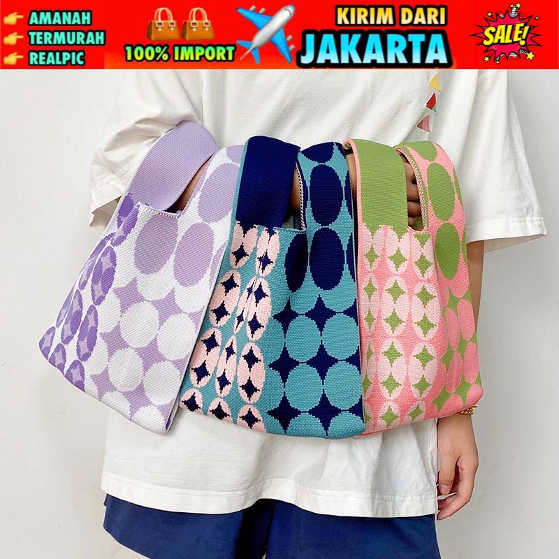 TI 3151 - TOTEBAG BUFFOLLOW MOTIF BULAT BINTANG TAS WANITA TOTE BAG BUFOLLOW THAILAND VIRAL - E1